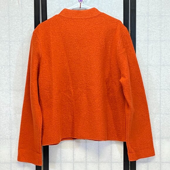 Sarah Spencer Wool Jacket XL Standup Collar Rust Zip Front Princess Seam Coat - Picture 2 of 12